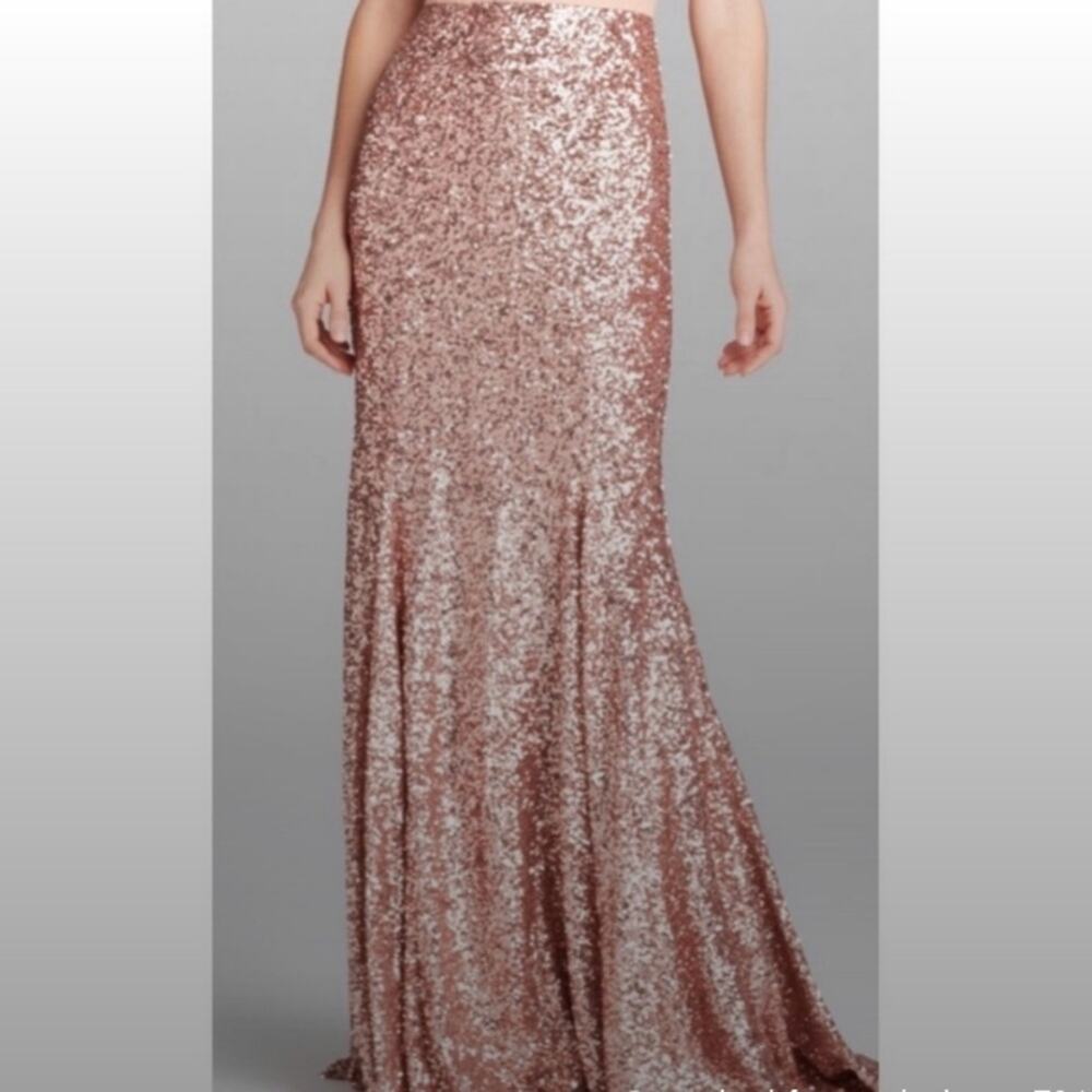 Belle Badgley Mischka NWTs Rose Gold Sequin Maxi Skirt Tulip size 4